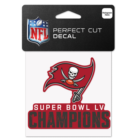 Tampa Bay Buccaneers Super Bowl LV Champions 4" x 4" Perfect Cut Decal