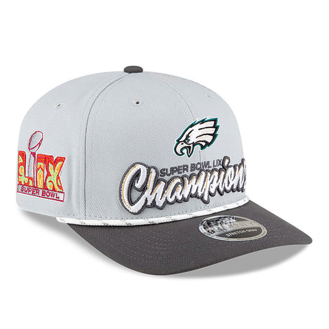 9SEVENTY Stretch Snap Philadelphia Eagles Super Bowl LIX Champions Locker Room - Gray