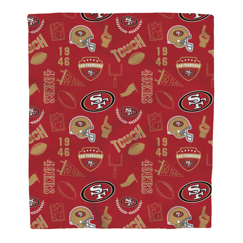 San Francisco 49ers Collage Icon Polar Fleece Throw Blanket