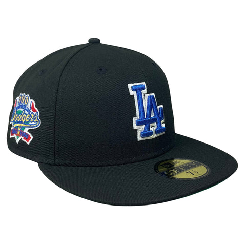 59FIFTY Los Angeles Dodgers Black/Green 100th Anniversary Patch