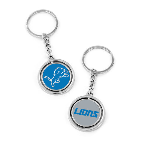 Detroit Lions Spinning Logo and Wordmark Keychain