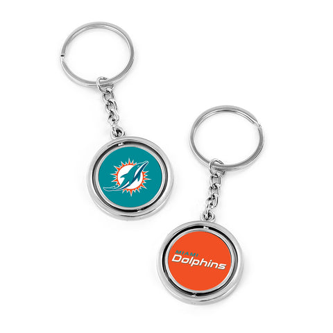Miami Dolphins Spinning Logo and Wordmark Keychain