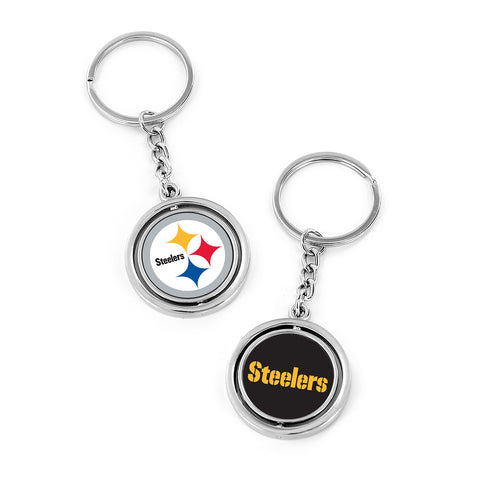 Pittsburgh Steelers Spinning Logo and Wordmark Keychain