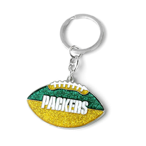Green Bay Packers Glitter Football Keychain