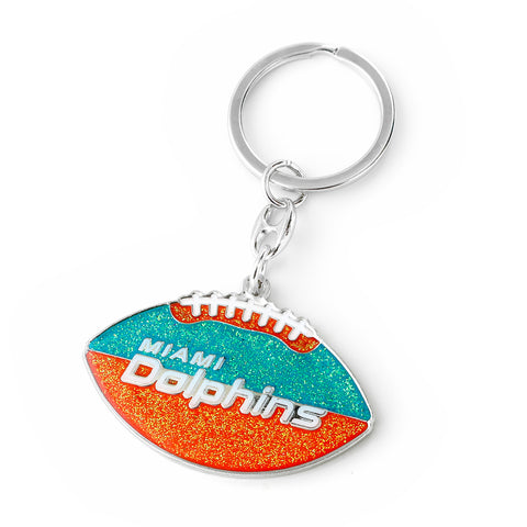 Miami Dolphins Glitter Football Keychain