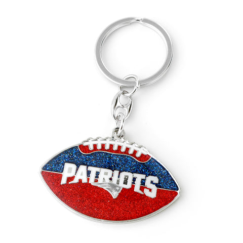 New England Patriots Glitter Football Keychain