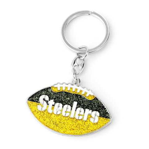 Pittsburgh Steelers Glitter Football Keychain