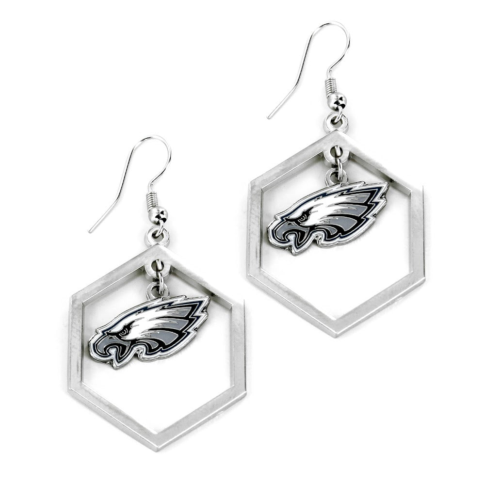 Philadelphia Eagles Hexagon Cutout Earrings