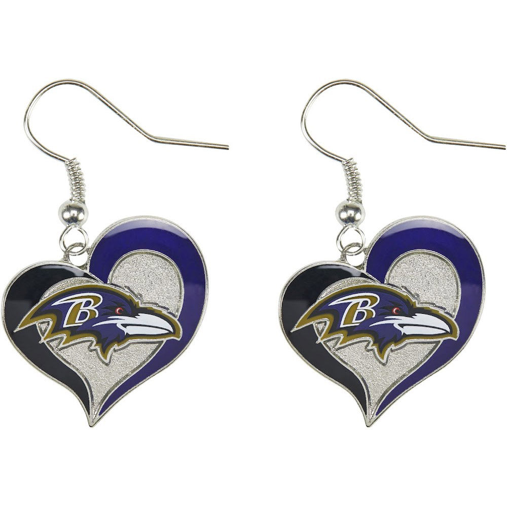 Baltimore Ravens Swirl Heart Earrings
