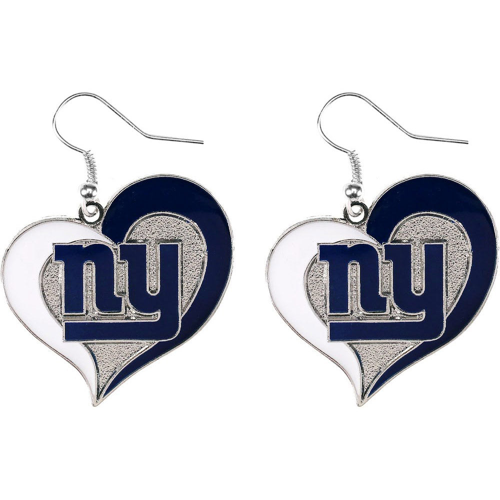 New York Giants Swirl Heart Earrings