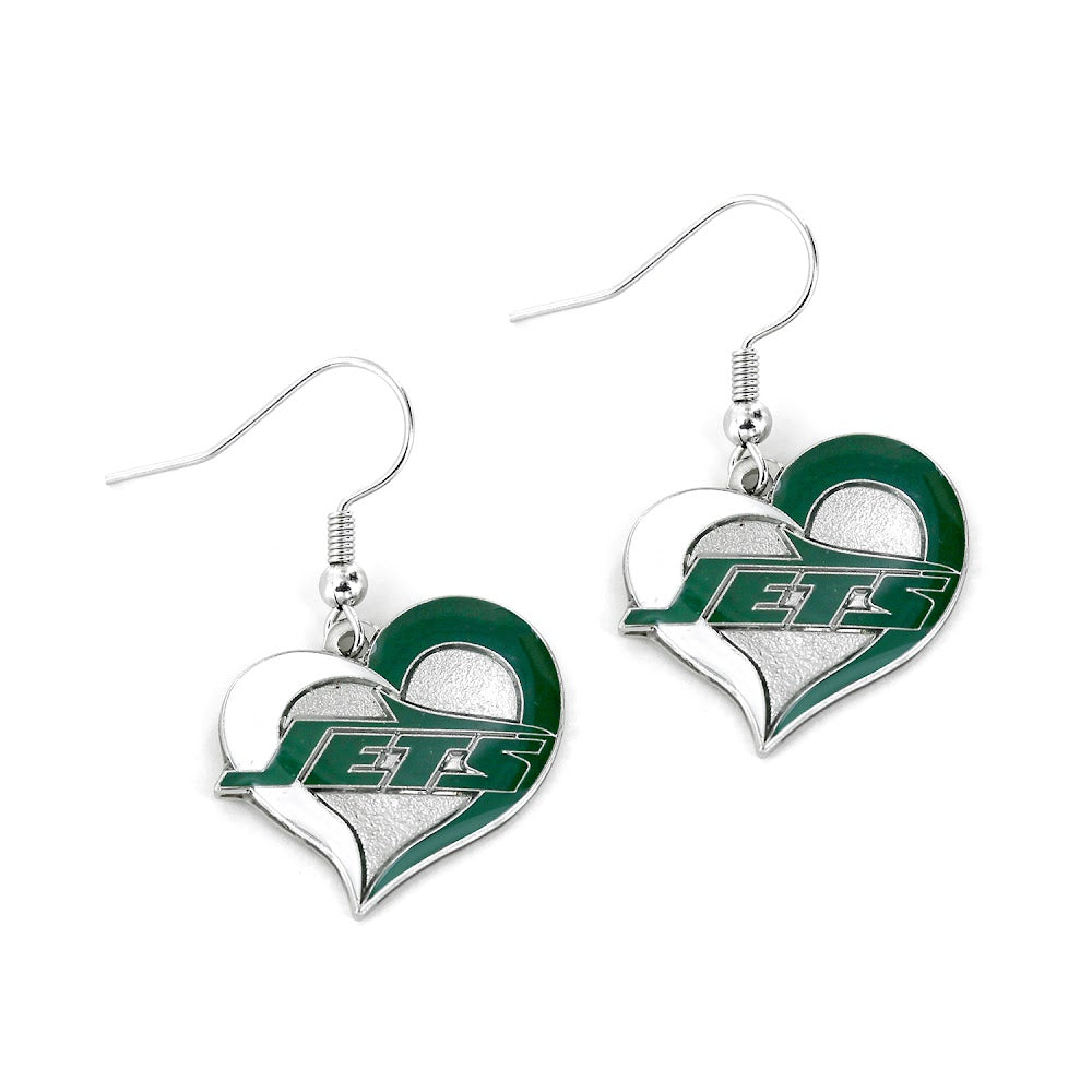 New York Jets Swirl Heart Earrings