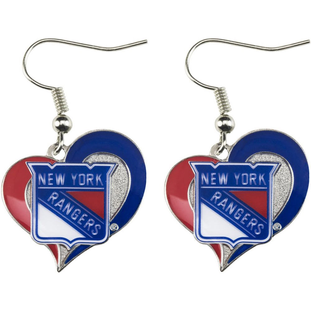 New York Rangers Swirl Heart Earrings