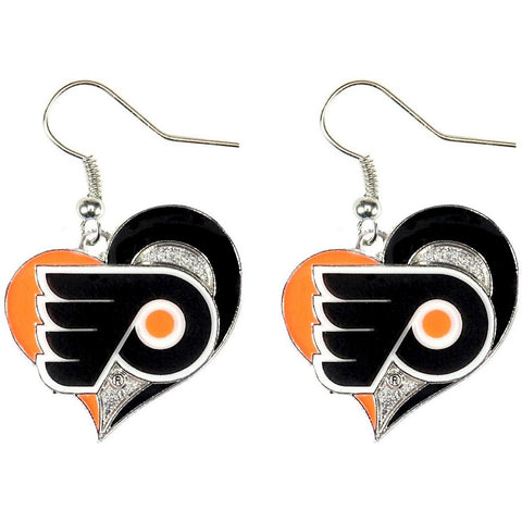 Philadelphia Flyers Swirl Heart Earrings