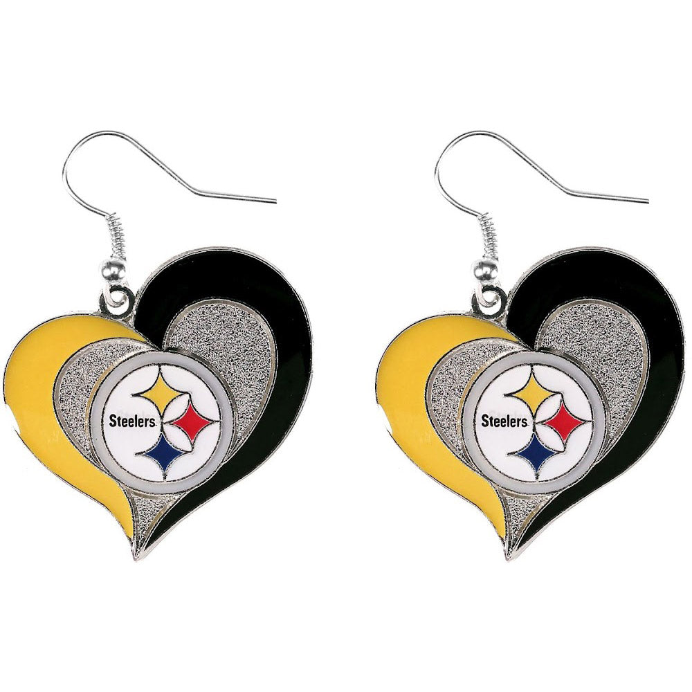Pittsburgh Penguins Swirl Heart Earrings