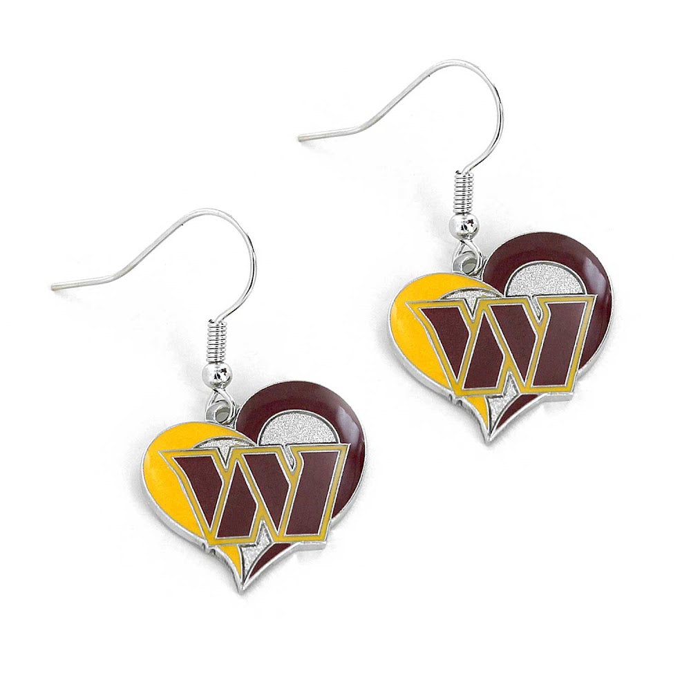 Washington Commanders Swirl Heart Earrings