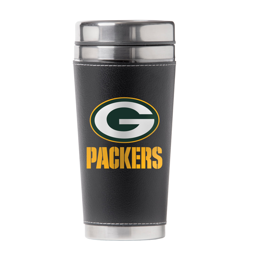 Green Bay Packers 16oz Leather Wrap Travel Mug