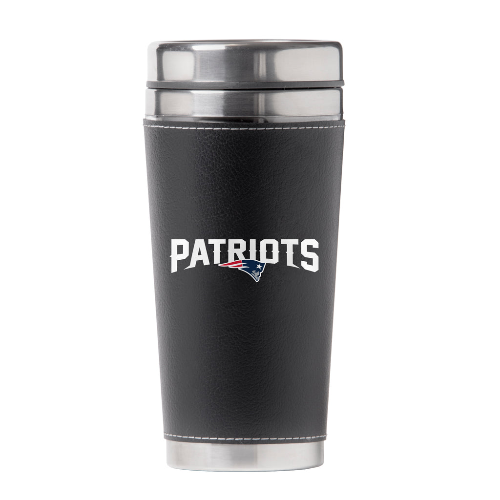 New England Patriots 16oz Leather Wrap Travel Mug