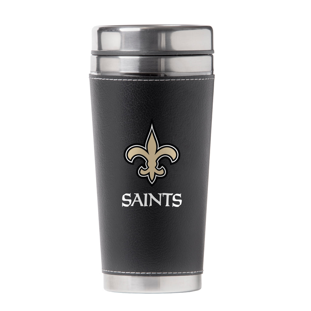 New Orleans Saints 16oz Leather Wrap Travel Mug