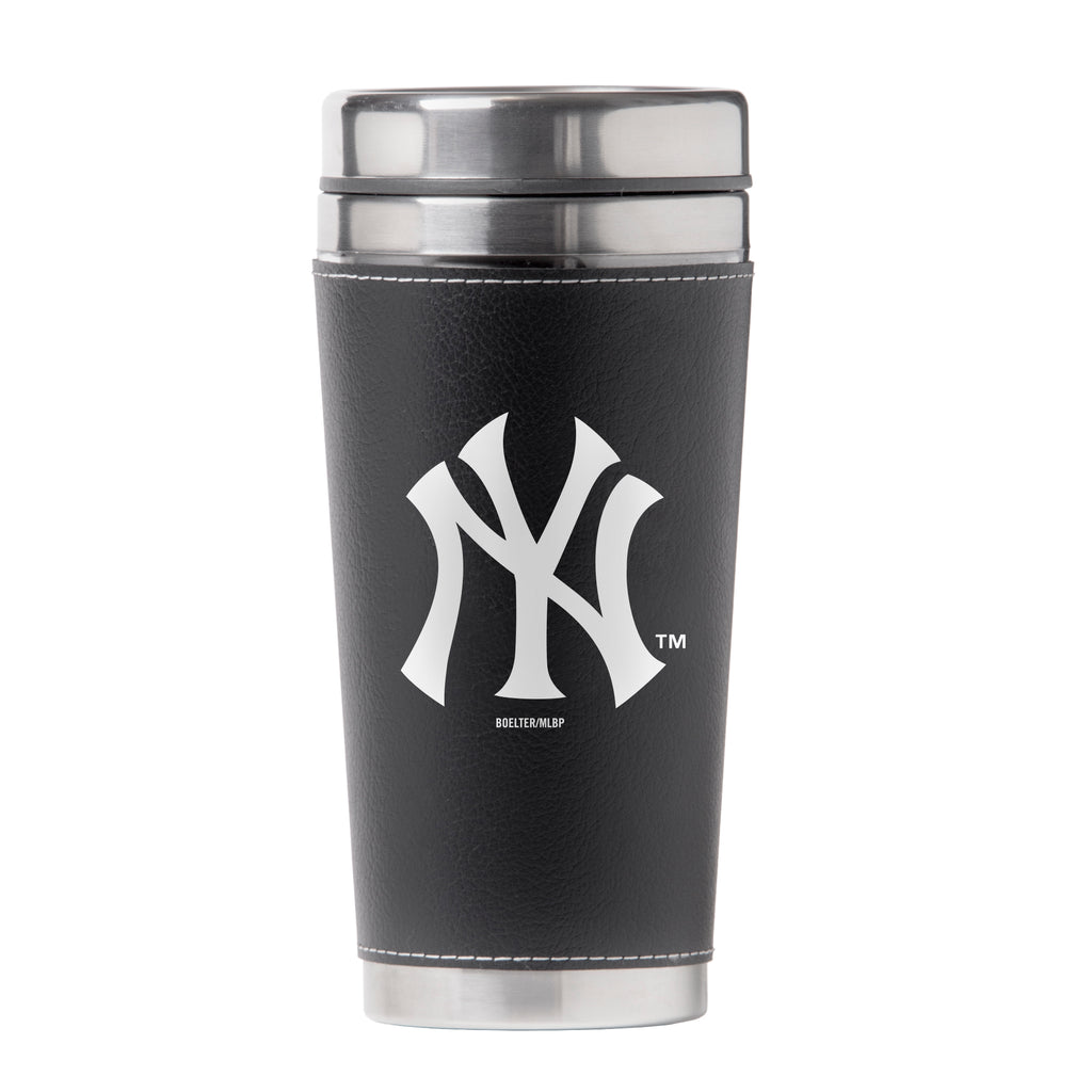 New York Yankees 16oz Leather Wrap Travel Mug