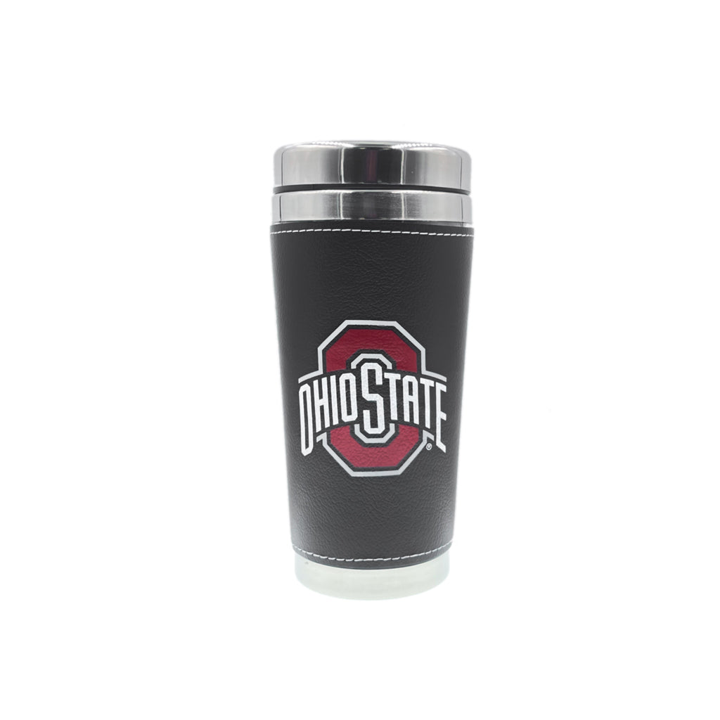 Ohio State Buckeyes 16oz Leather Wrap Travel Mug
