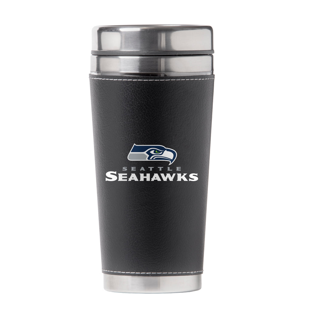 Seattle Seahawks 16oz Leather Wrap Travel Mug