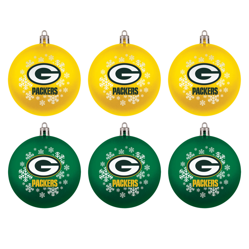 Green Bay Packers 6 Pack Home & Away Shatter Proof Ornaments