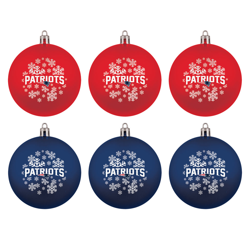 New England Patriots 6 Pack Home & Away Shatter Proof Ornaments