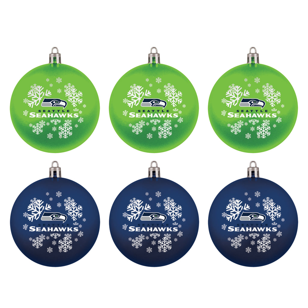 Seattle Seahawks 6 Pack Home & Away Shatter Proof Ornaments