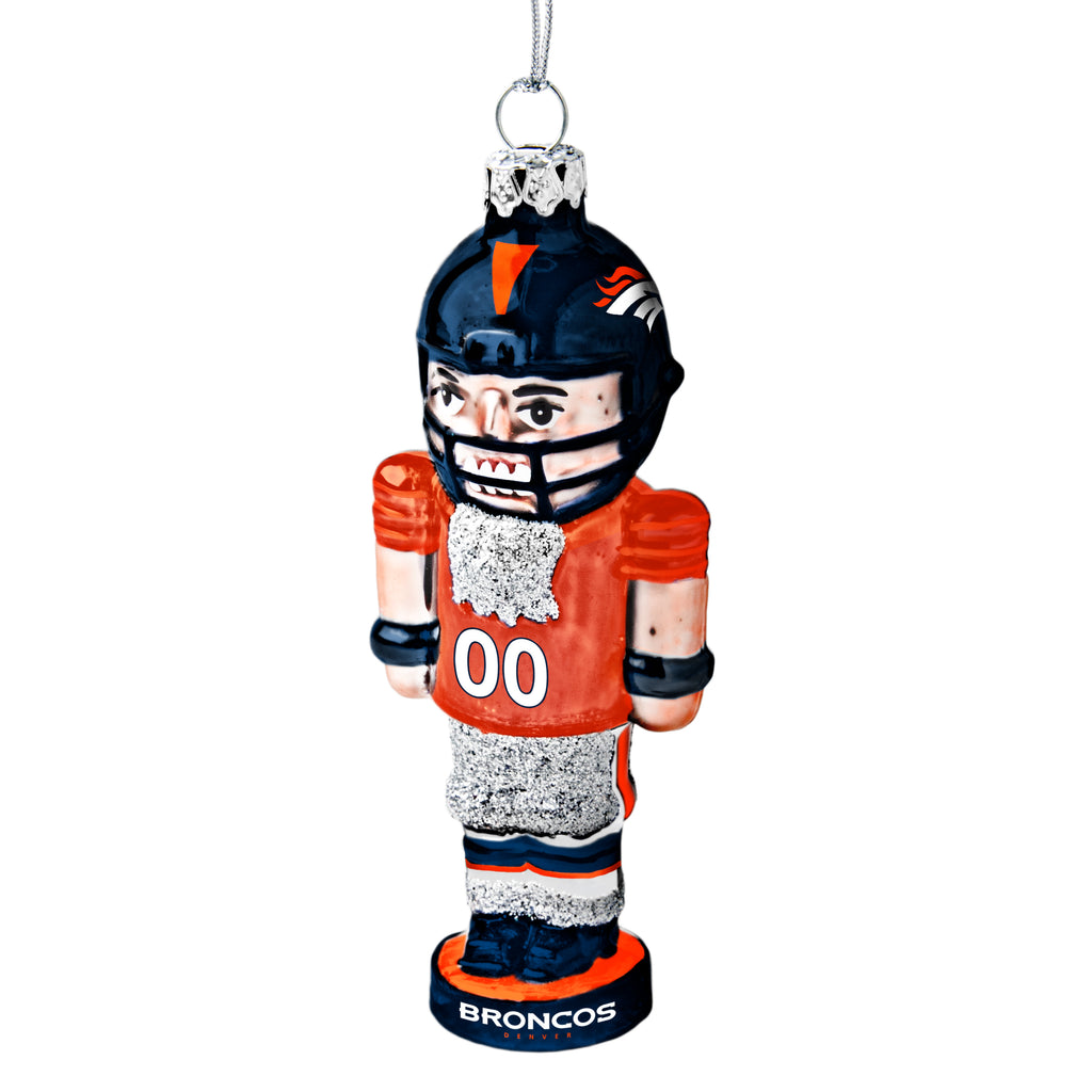 Denver Broncos Glass Nutcracker Ornament