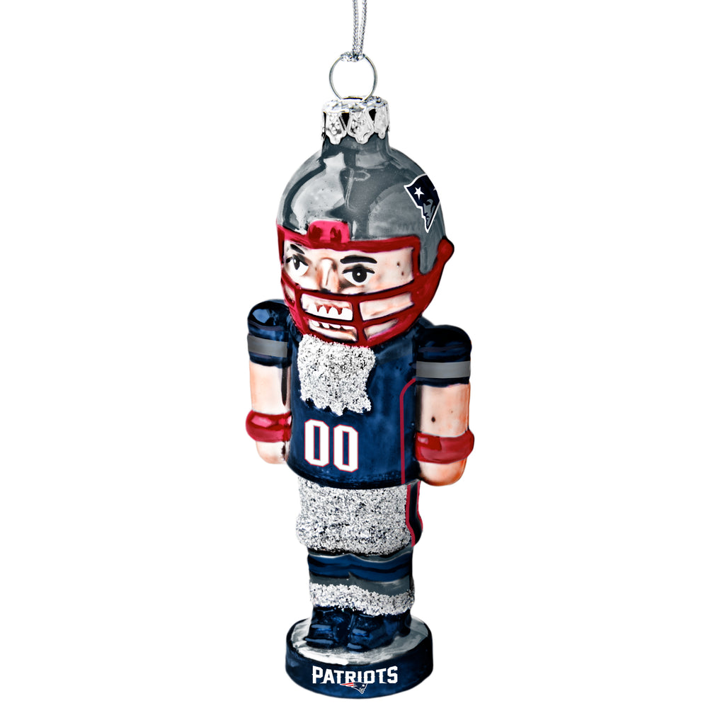 New England Patriots Glass Nutcracker Ornament