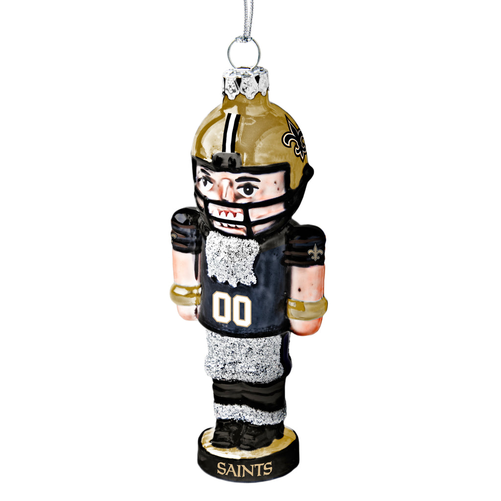 New Orleans Saints Glass Nutcracker Ornament