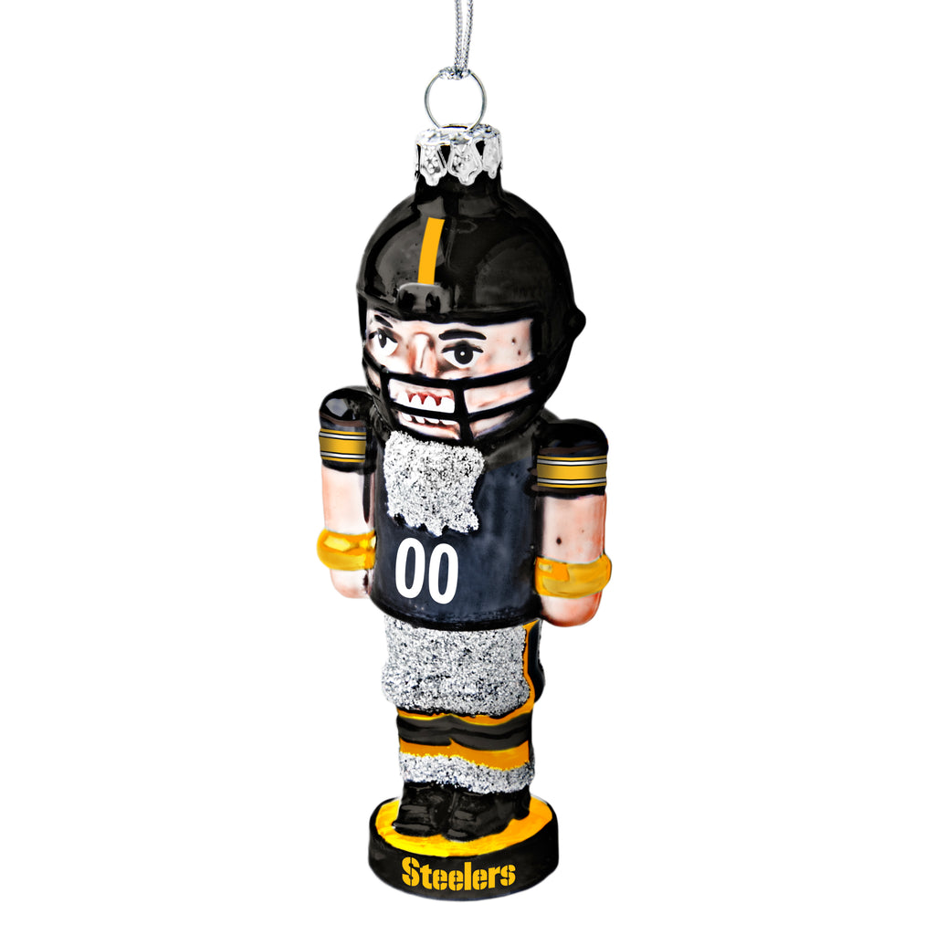 Pittsburgh Steelers Glass Nutcracker Ornament