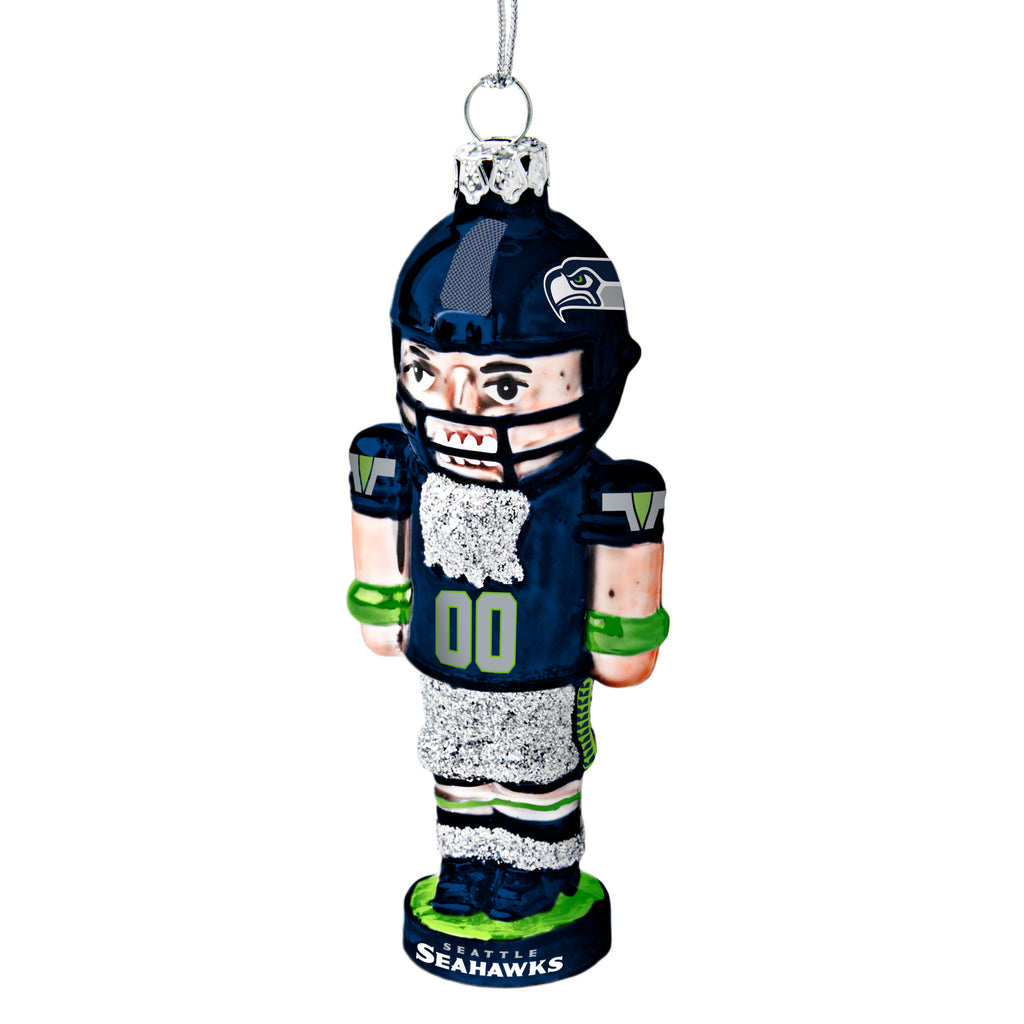 Seattle Seahawks Glass Nutcracker Ornament