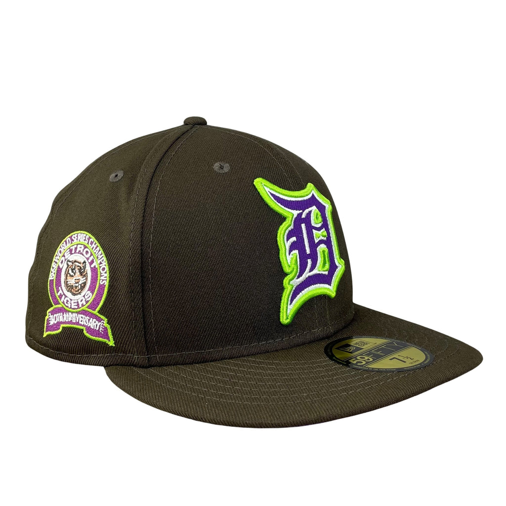 Detroit Tigers Brown with Purple UV 50th Anniversary Sidepatch 5950 Fitted Hat