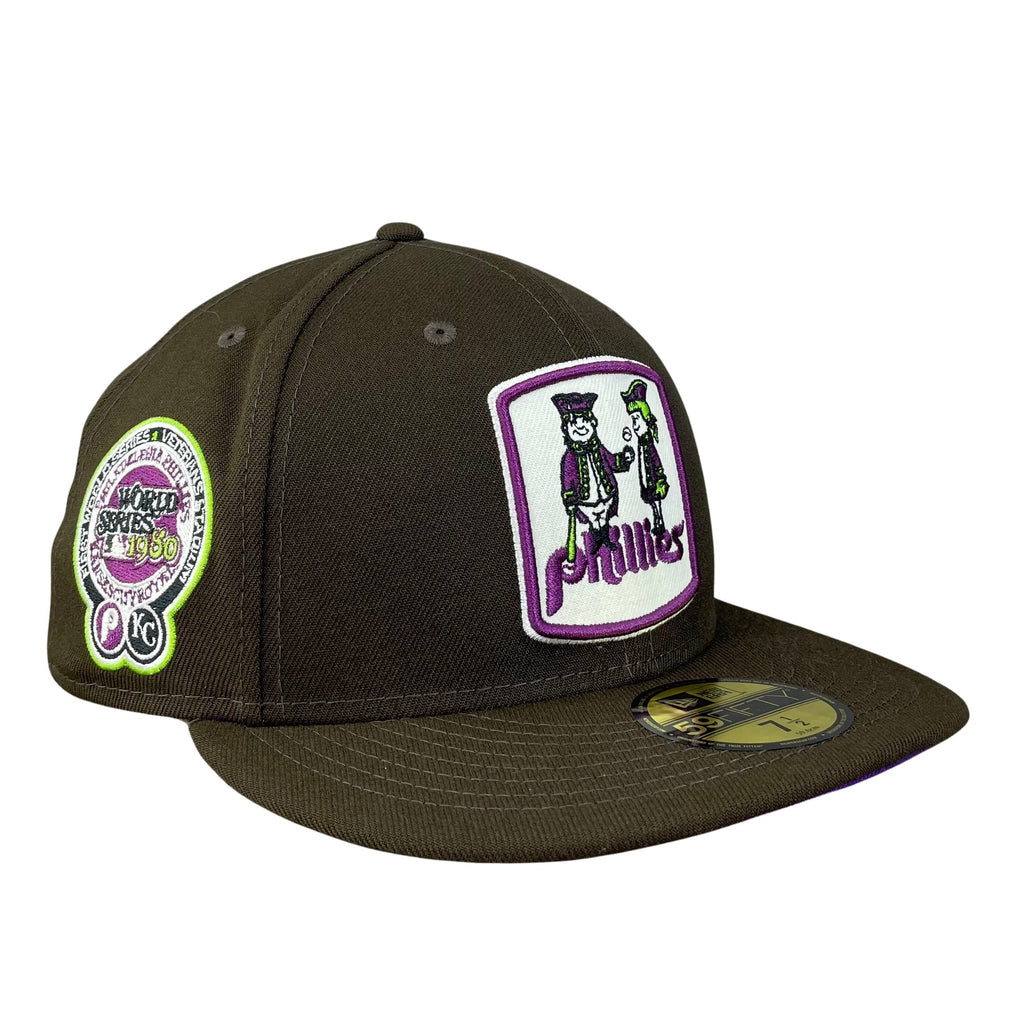 Philadelphia Phillies Brown with Purple UV 1980 World Series Matchup Sidepatch 5950 Fitted Hat