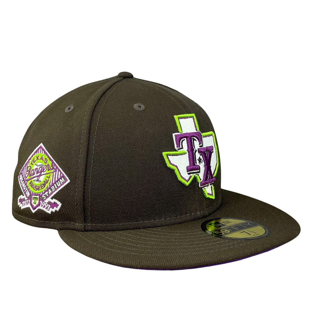 Texas Rangers Brown with Purple UV Arlington Stadium Sidepatch 5950 Fitted Hat