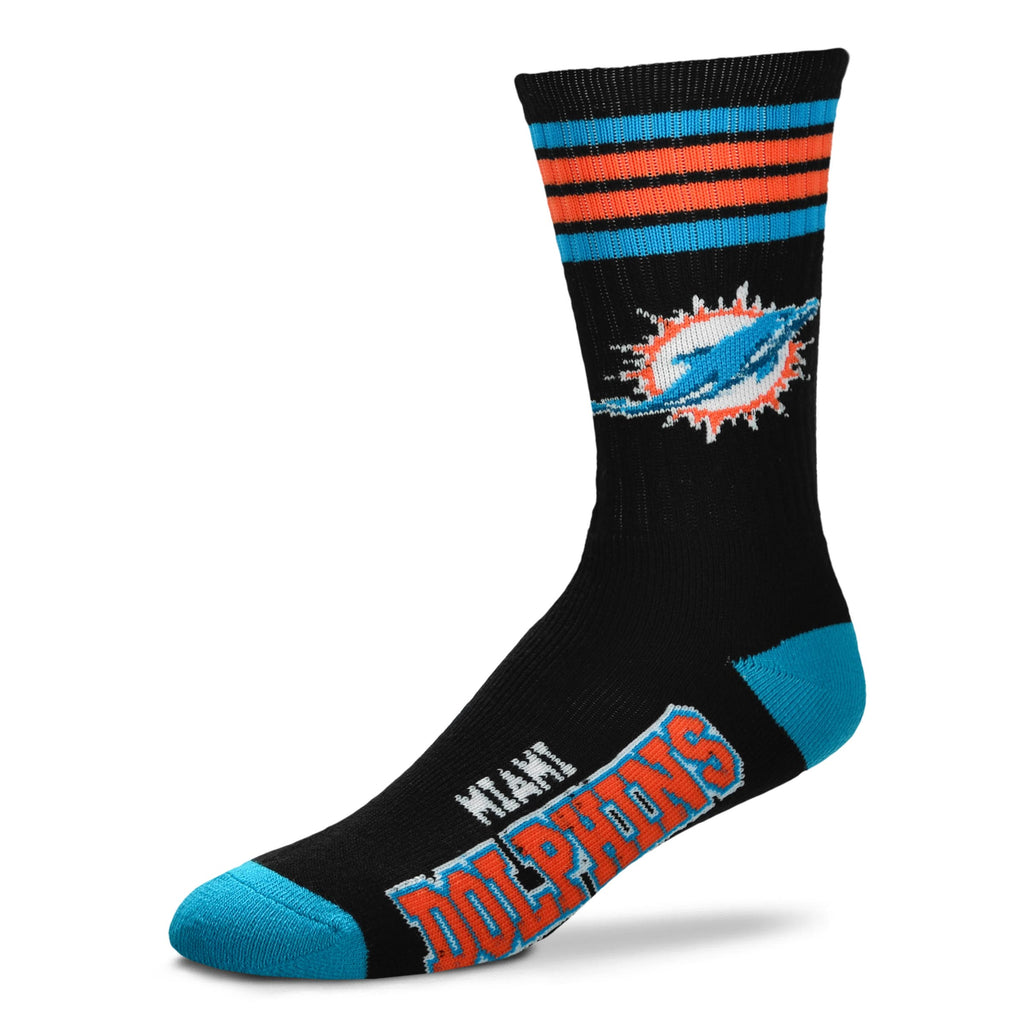 Miami Dolphins 4 Stripe Deuce Sock Alternate - Large