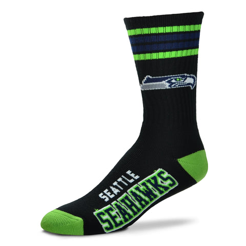Seattle Seahawks 4 Stripe Deuce Sock Alternate - Large
