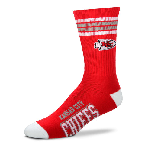 Kansas City Chiefs 4 Stripe Deuce Socks - Large