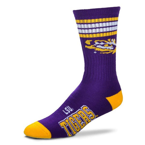 LSU Tigers 4 Stripe Deuce Socks - Large