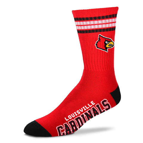 Louisville Cardinals 4 Stripe Deuce Socks - Large