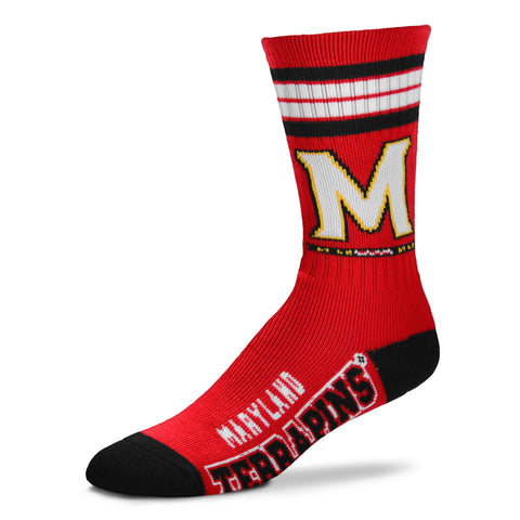 Maryland Terrapins 4 Stripe Deuce Socks - Large