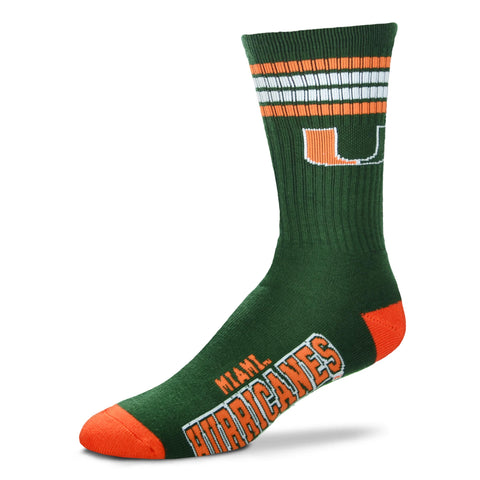 Miami Hurricanes 4 Stripe Deuce Socks - Large