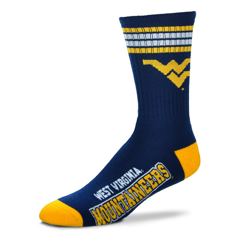 West Virginia Mountaineers 4 Stripe Deuce Socks - Large