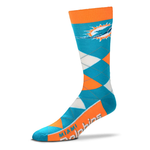 Miami Dolphins Argyle Lineup Socks