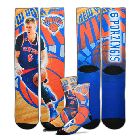 New York Knicks Kristaps Porzingis Center Court II Player Socks - Medium
