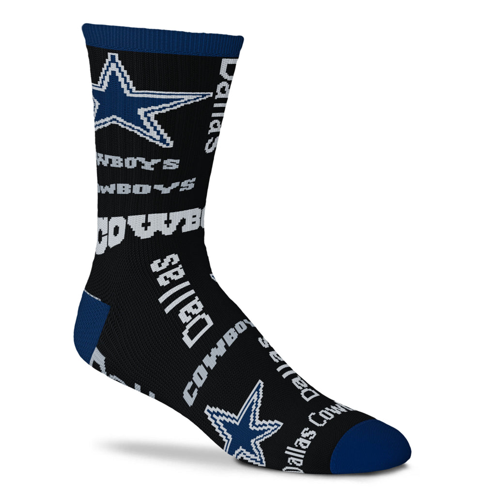 Dallas Cowboys End to End Black Sock - Large