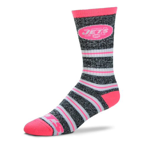 New York Jets Melange Stripe Pink Socks