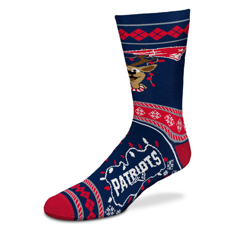 New England Patriots Sweater Stripe Holiday Socks