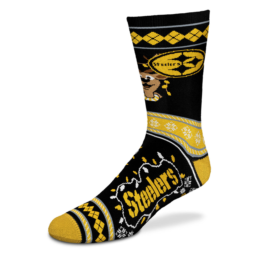 Pittsburgh Steelers Sweater Stripe Holiday Socks - Large